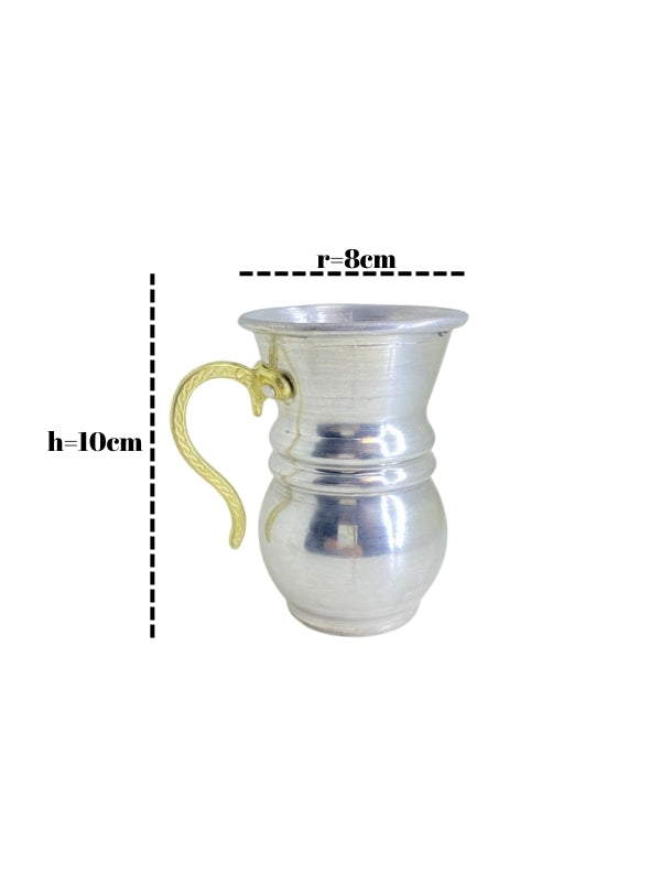 Şehzademutfak 6'lı El Işlemeli Kulplu Alüminyum Su Bardağı Seti – Gümüş Görünümlü