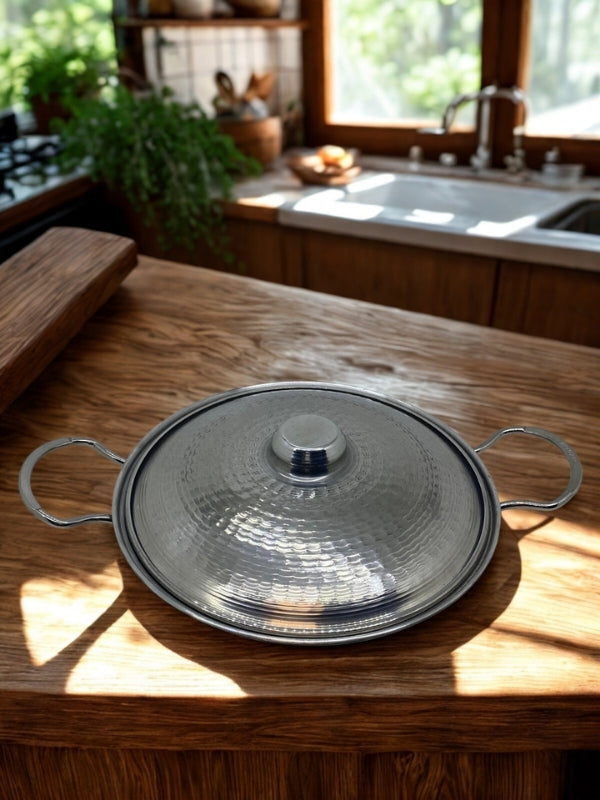 Şehzademutfak 20CM Kapaklı Alüminyum El Yapımı Işçilik Saç Tava